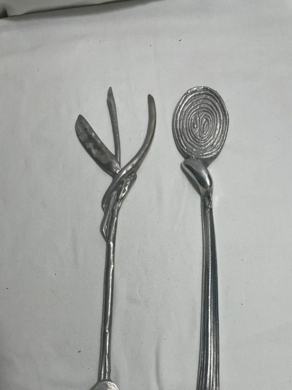 Mariposa 1993 Aluminum Salad Serving Set 2 Pc Artisan Twig Branch Servers 12